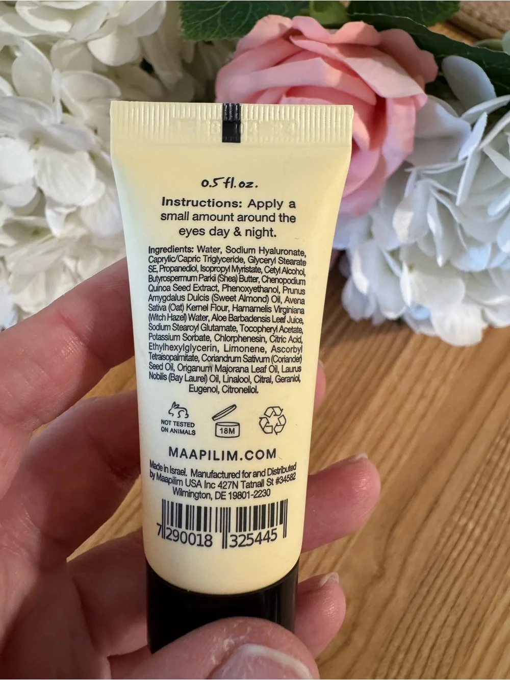 Maapilim Eye Cream Tube in Cream & Black with Pink Roses